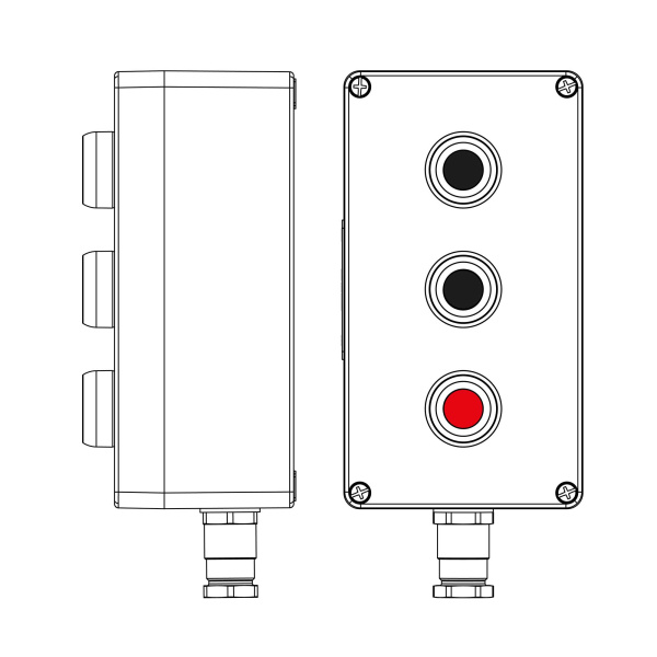 DKC Взрывозащищенный пост управления из полиэстера CPE-P-04-(2xP1B(11)-1xP1R(11))-1xKH2MHK(C)1Ex d e IIC Т5 Gb / Ex tb IIIC T95°C Db IP66/КЗ