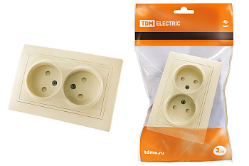 TDM Розетка двойная 2П с защ. шт. 10А 250В сл. кость "Таймыр" SQ1814-0117