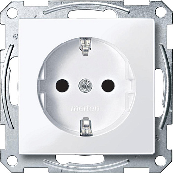 SE Merten SM Бел Актив Розетка с/з с защитными шторками безвинт. зажим MTN2300-0325