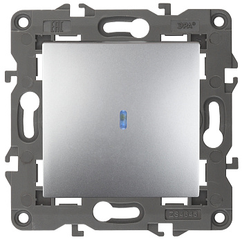 ЭРА 14-1102-03 Elegance Алюминий Выключатель 1-кл с подсветкой