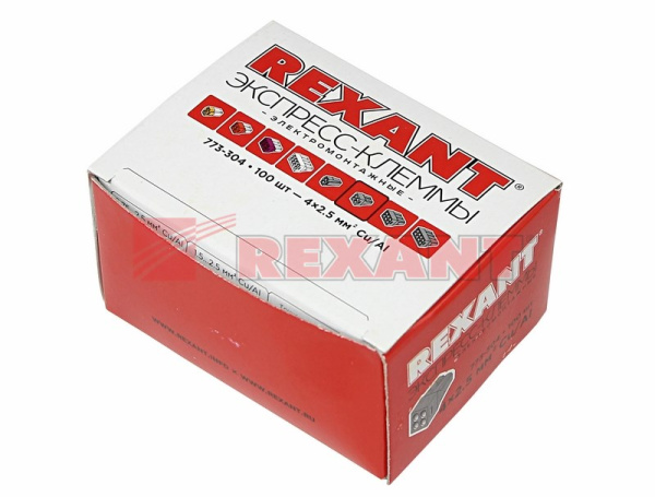 Купить Электромонтажные экспресс-клеммы 773-304 (4*2.5мм² с пастой) Rexant 07-3040