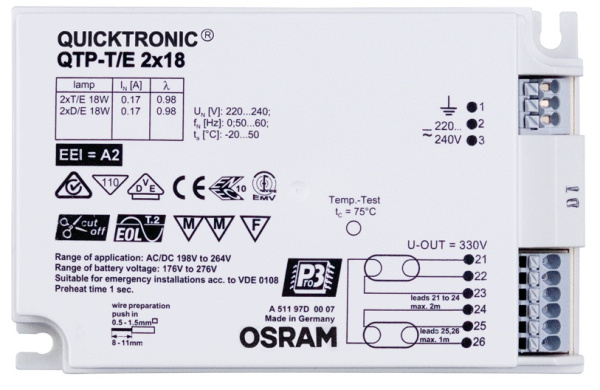 Osram QTP-D/E 1X10-13/220-240 VS20 4008321181572