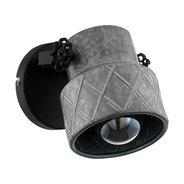 Eglo 39868 Бра HIlCOTT, 1х40W (E27), L160, H200, А245, сталь, черный/сталь, оцинкованный