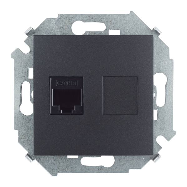 Купить Simon 15 Графит Розетка компьютерная RJ45 кат.5е (АМР) 1591551-038