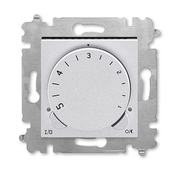 ABB EPJ Levit серебро / дымчатый чёрный Терморегулятор универсальный, с поворотной ручкой, 16A, серебро/дымчатый чёрный 2CHH920003A6070