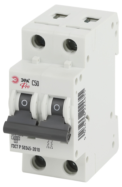 ЭРА NO-902-246 Pro Автоматический выключатель ВА47-63 2Р 50А 6 кА кривая С (6/90/1890) Б0048836
