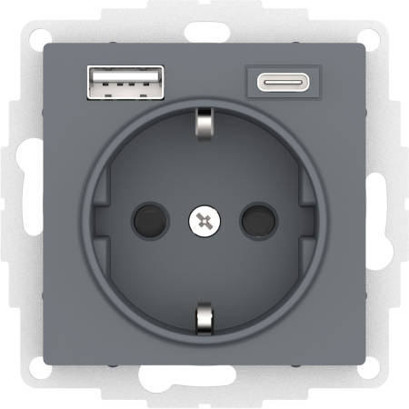 SE AtlasDesign Грифель Розетка 16А с USB A+C (5В/2,4А/3 А, 2х5В/1,5А), мех ATN000732