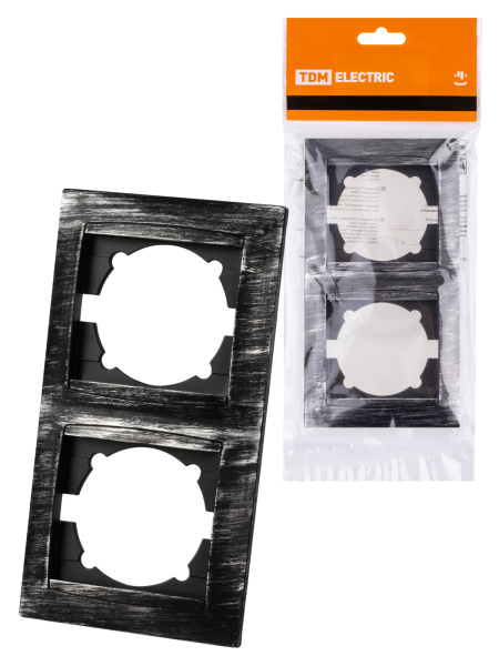 TDM Рамка 2-х постовая вертикальная старинное серебро "Лама" SQ1815-0683