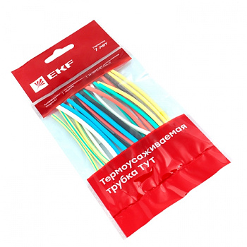 EKF PROxima Термоусаживаемая трубка ТУТ нг 2/1 набор:7 цветов по 3шт. 100мм.