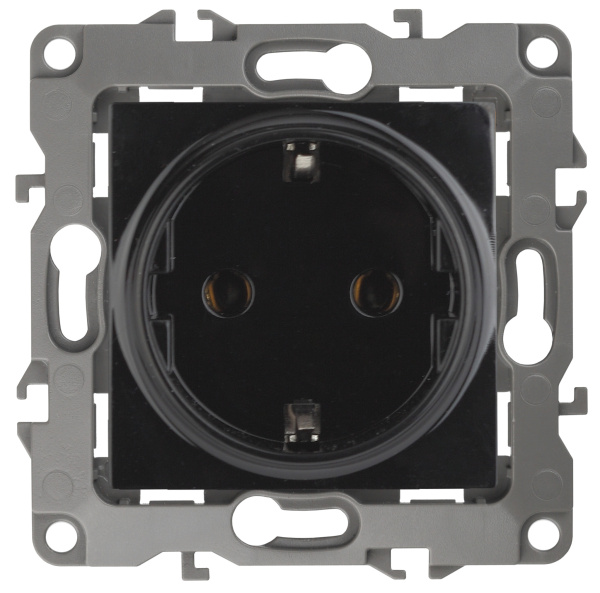 ЭРА 12-2101-06 Розетка 2P+E Schuko, 16A-250В, IP20, 12, Чёрный