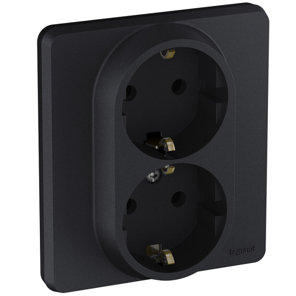 Купить Legrand INSPIRIA Антрацит Розетка 2 x 2К+З - немецкий стандарт - 16 А - 250 В 673753