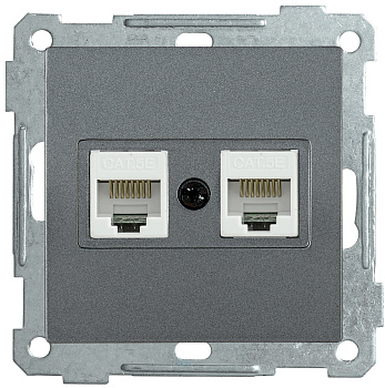 IEK РK10-2-Б Розетка 2-ая комп. RJ45 Cat5e BOLERO антрацит EKB25-K95