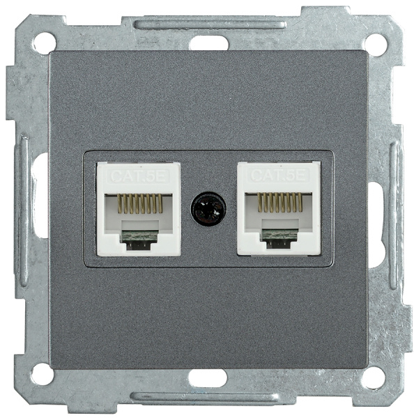 IEK РK10-2-Б Розетка 2-ая комп. RJ45 Cat5e BOLERO антрацит EKB25-K95