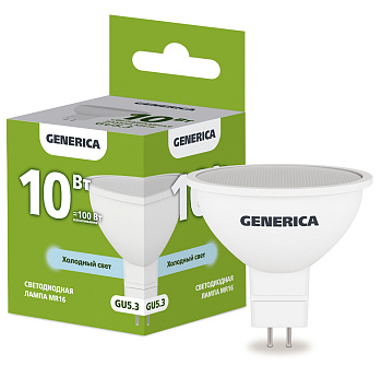 IEK GENERICA Лампа LED MR16 софит 10Вт 230В 6500К GU5.3 LL-MR16-10-230-65-GU5-G