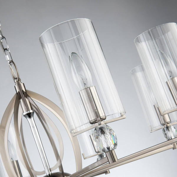 Favourite Classic подвесная люстра каркас цвета никель, плафоны из прозрачного узорного стекла, декоративные элементы из прозрачного хрусталя 2704-8P Купить Favourite Classic подвесная люстра каркас цвета никель, плафоны из прозрачного узорного стекла, декоративные элементы из прозрачного хрусталя 2704-8P