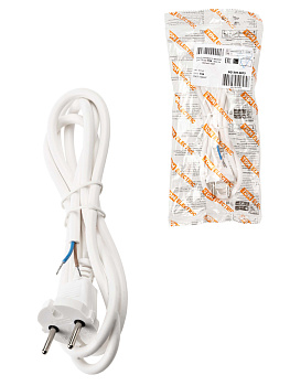 TDM Шнур сетевой с вилкой ПВС 2x0,75мм2 5м б/з белый SQ1305-0073