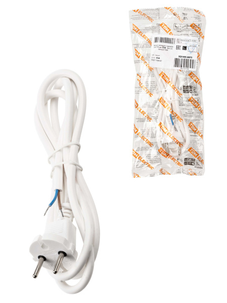 TDM Шнур сетевой с вилкой ПВС 2x0,75мм2 5м б/з белый SQ1305-0073