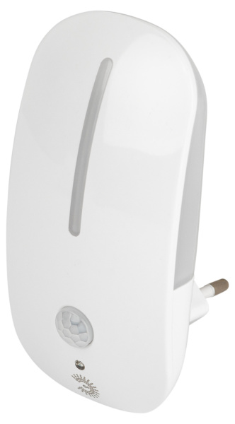 ЭРА Ночник - светильник светодиодный ЭРА NN-621-LS-MS-W в розетку с датчиком освещенности и датчиком движения белый