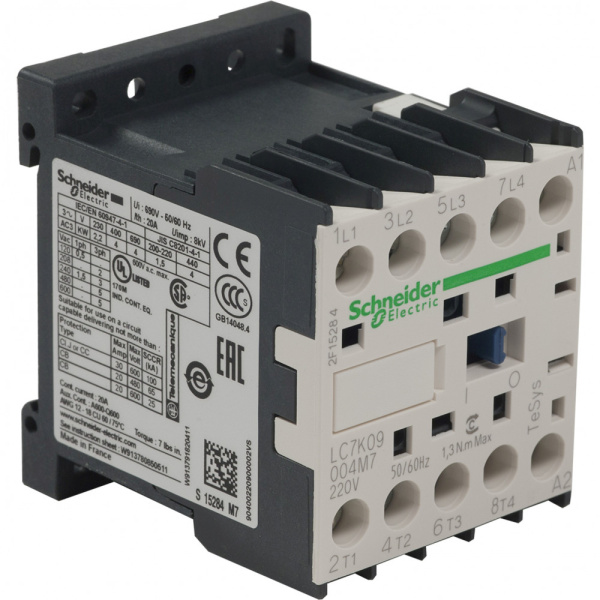 SE Contactors K Telemecanique Контактор 4P (4 НО), AC1 25 A, 220V 50/60 Гц, зажим под винт, бесшумный LC7K09004M7