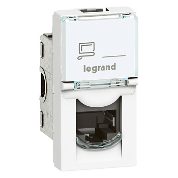 Legrand Mosaic Розетка RJ45 UTP кат6 1мод. бел. 076561