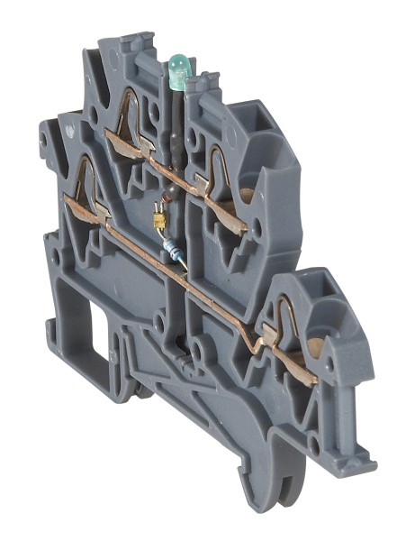 Legrand Viking Клемма 4х5, 2 яруса, с диодом 037255