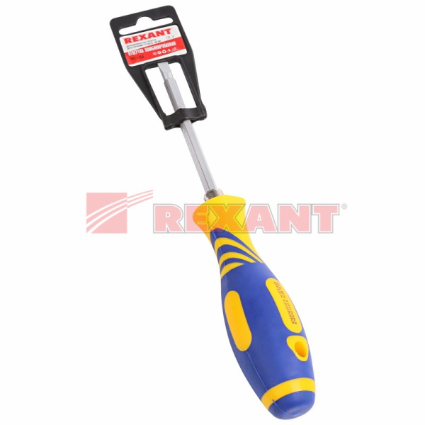 Купить Отвертка комбинированная, двухсторонний стержень 120 мм( Крестовая PH2 , Шлицевая SL 6 мм), двухкомпонентная рукоятка Rexant 12-4741