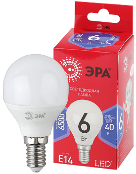 ЭРА LED P45-6W-865-E14 R (диод, шар, 6Вт, хол, E14)