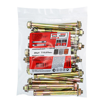 Tech-Krep Анкерный болт с гайкой 10х97 (20 шт) - пакет 124329