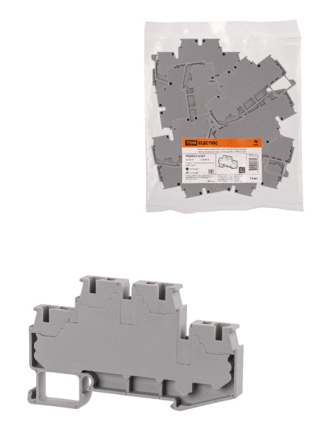 TDM Зажим клеммный безвинтовой ЗКБ быстрого зажима двухуровневый 4 мм2 32А серый (Ph-C PTTB 4) SQ0822-0167