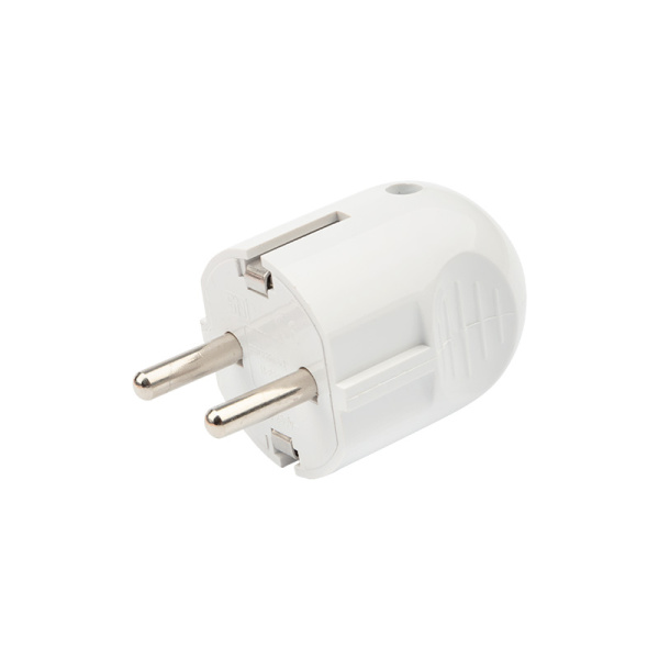 Вилка Евро прямая с з/к 16А белая Rexant 16-0732