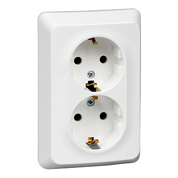 Systeme Electric Этюд Бел Розетка 2-ая с/з без шторок 16А 250B