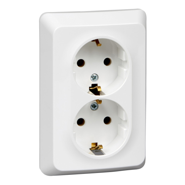 Systeme Electric Этюд Бел Розетка 2-ая с/з без шторок 16А 250B