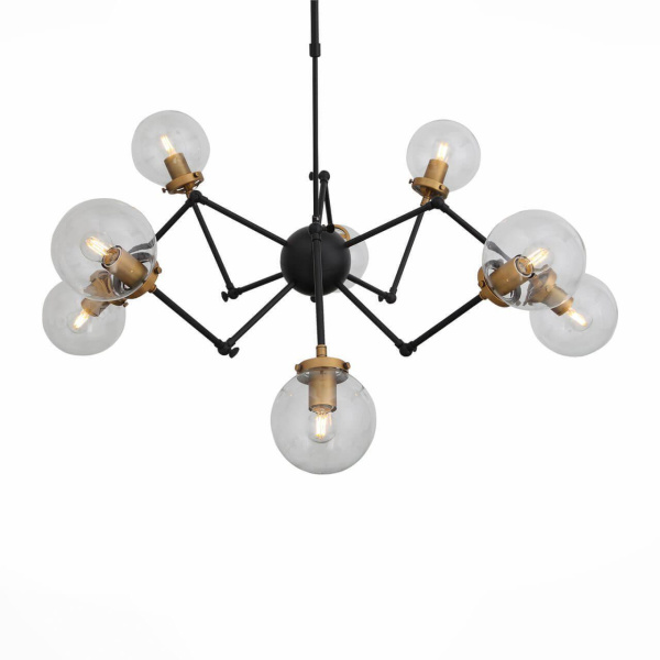 Купить ST LUCE SL234.402.08 Люстра потолочная  Черный, Золото/Прозрачный E27 8*40W (из 2-х коробок)