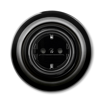 ABB Decento Чёрный фарфор Розетка с заземлением со шторками 16А 2CHK203459C4301