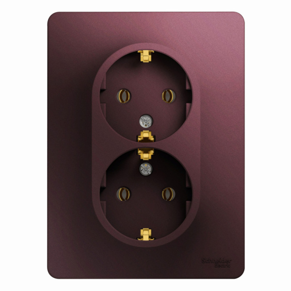 Systeme Electric Glossa Баклажановый Розетка 2-ая с/з (в сборе)