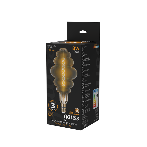 Купить Gauss Лампа Filament Honeycomb 8W 380lm 2700К Е27 gray flexible LED 159802008