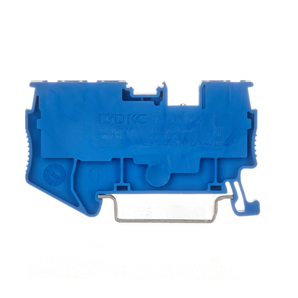 Купить DKC Nuputuk Клемма проходная, зажим push-in, 3 точки подключения, 2.5 кв.мм, синяя