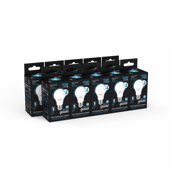 Купить Gauss Лампа A60 10W 920lm 6500K Е27 шаг. диммирование LED 102502310-S
