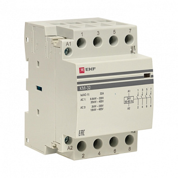 EKF PROxima Контактор модульный КМ 32А 4NО (3 мод.) 24В АС