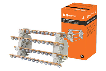TDM Распределительный блок на DIN-рейку РБ-200 4П 200А (4 шины 10xM6+1хM8) SQ0823-0008