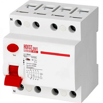 Horoz Electric 114-003-4080 4P 80A 30mA 400V Выключатель Остаточного Тока SAFE (RCCB 4P 80) HRZ00002653