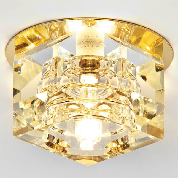 Купить Ambrella Встраиваемый точечный светильник D605 CL/G золото/прозрачный G9