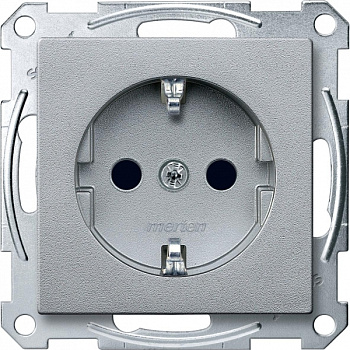 SE Merten SM Алюминий Розетка с/з с защитными шторками безвинт. зажим MTN2300-0460