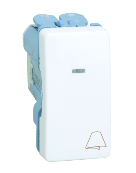 Simon 27 Мех Белая Кнопка клавишная "звонок" с подсветкой узкая, 10А 250В 27160-64