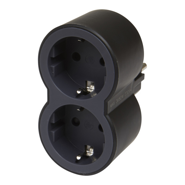 Legrand Revolution Стандарт Черный Двойник 2х2К+З, вертикальные розетки 694517