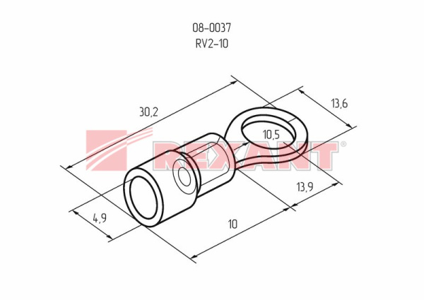 Купить Наконечник кольцевой изолированный ø10.5мм 1.5-2.5мм² (НКи 2.5-10) синий Rexant 08-0037