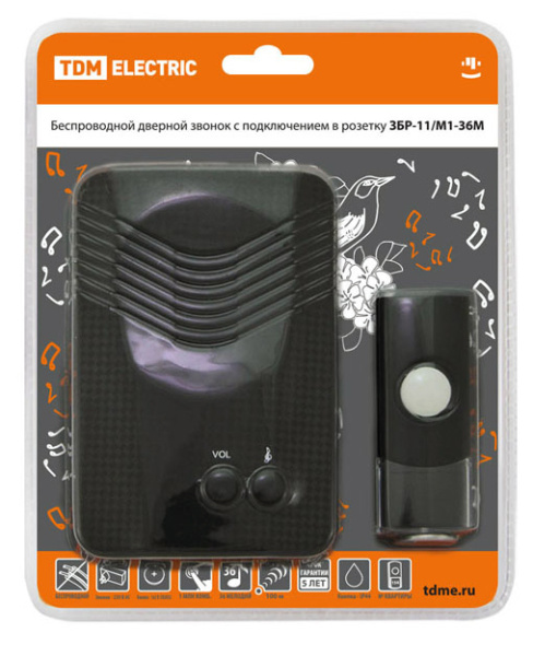 Купить TDM Звонок ЗБР-11/М1-36М (беспр., роз., мн.код.) SQ1901-0010