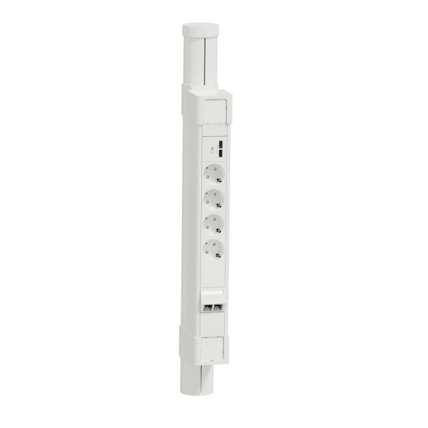SE Unica System+ Мини-колонна 0,75м с Блоком 4xРоз+2USB A/C+2xRJ45 C6UTP БЕЛАЯ INS45108