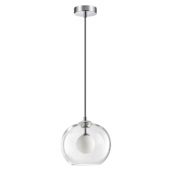Odeon Light 4955/1 PENDANT ODL22 237 хром/ белый/прозрачный/стекло Подвес G9 1*40W LOSTAR