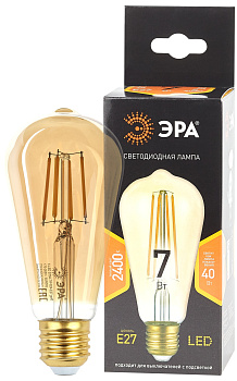 Эра  Лампа светодиодная  F-LED ST64-7W-824-E27 gold